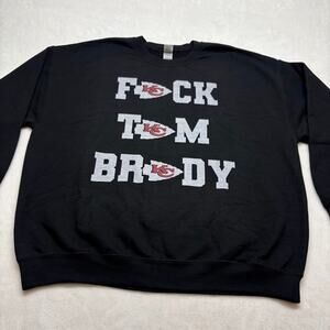 Kansas City Chiefs F%*K Tom Brady Arrowhead Logo Crewneck Sweatshirt Black XL